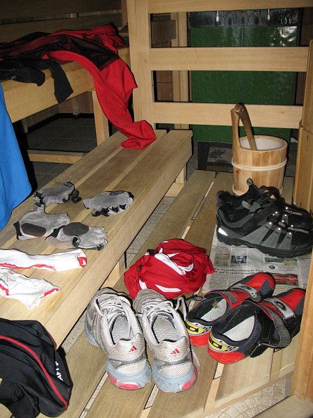 Die Sauna als Trockenraum umfunktioniert