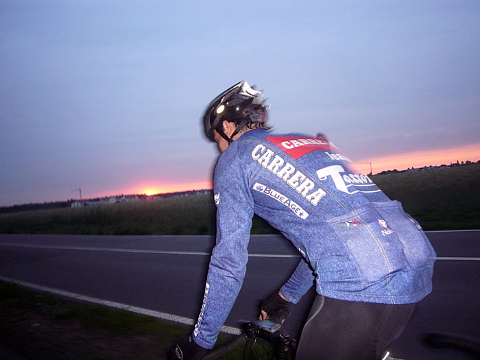 Rückfahrt bei Sonnenuntergang