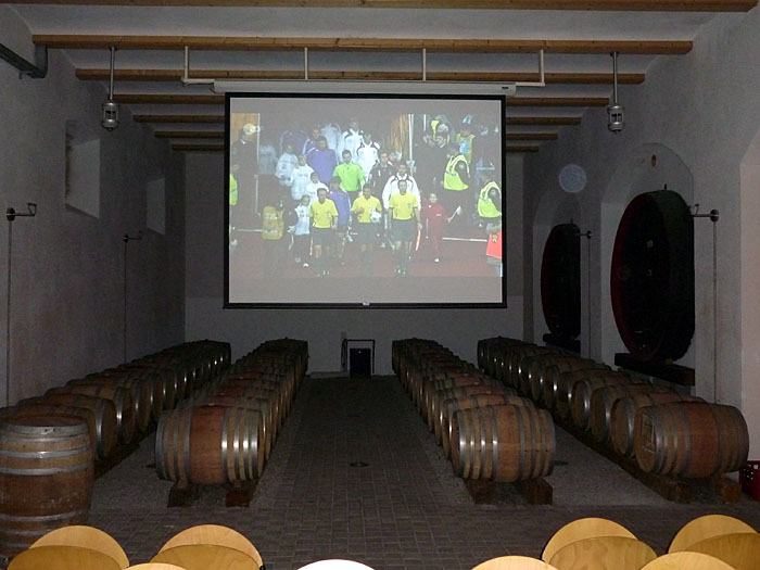 Abends gibt es Fu&szlig;ball in Bj&ouml;rns Privatkino