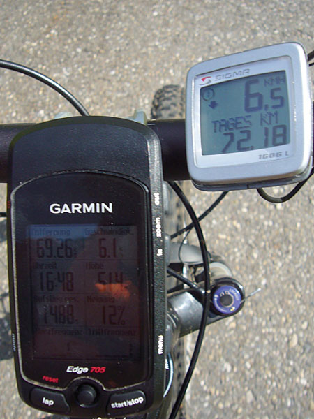 Wieder bergauf: 12 % und Gegenwind :-(