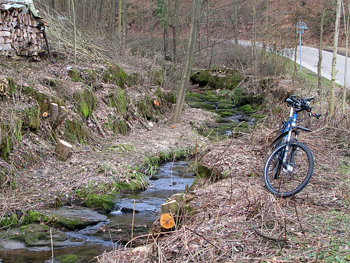 Gleich der erste "Fluss". Eine Quelle, lt. Karte noch ohne Namen