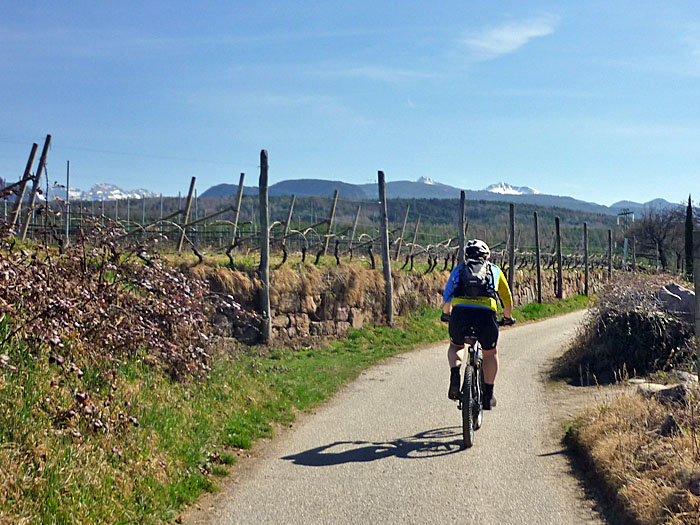 Schneebedeckte Gipfel am Horizont