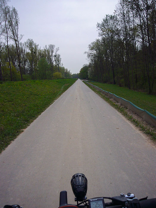 Ein fahrbares St&uuml;ck Rheinradweg zwischen den Baustellen