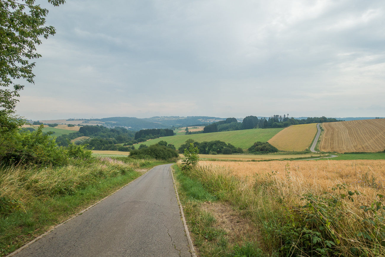 Stra&szlig;e zwischen den Feldern