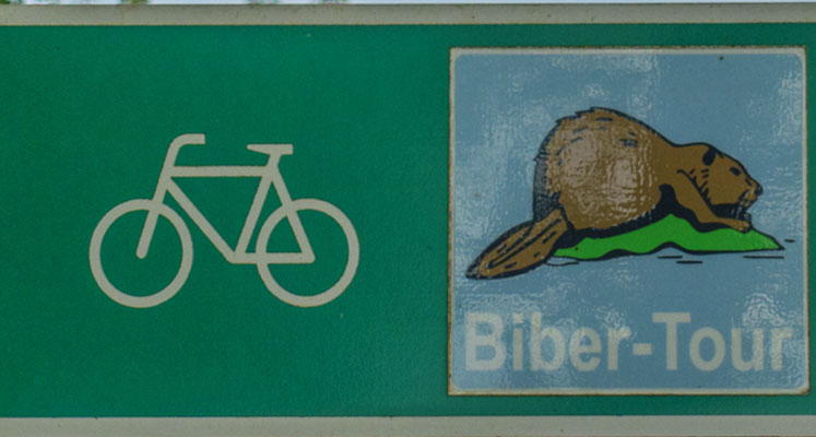 Kennzeichnung der Fahrrad-Strecke "Biber-Tour" 