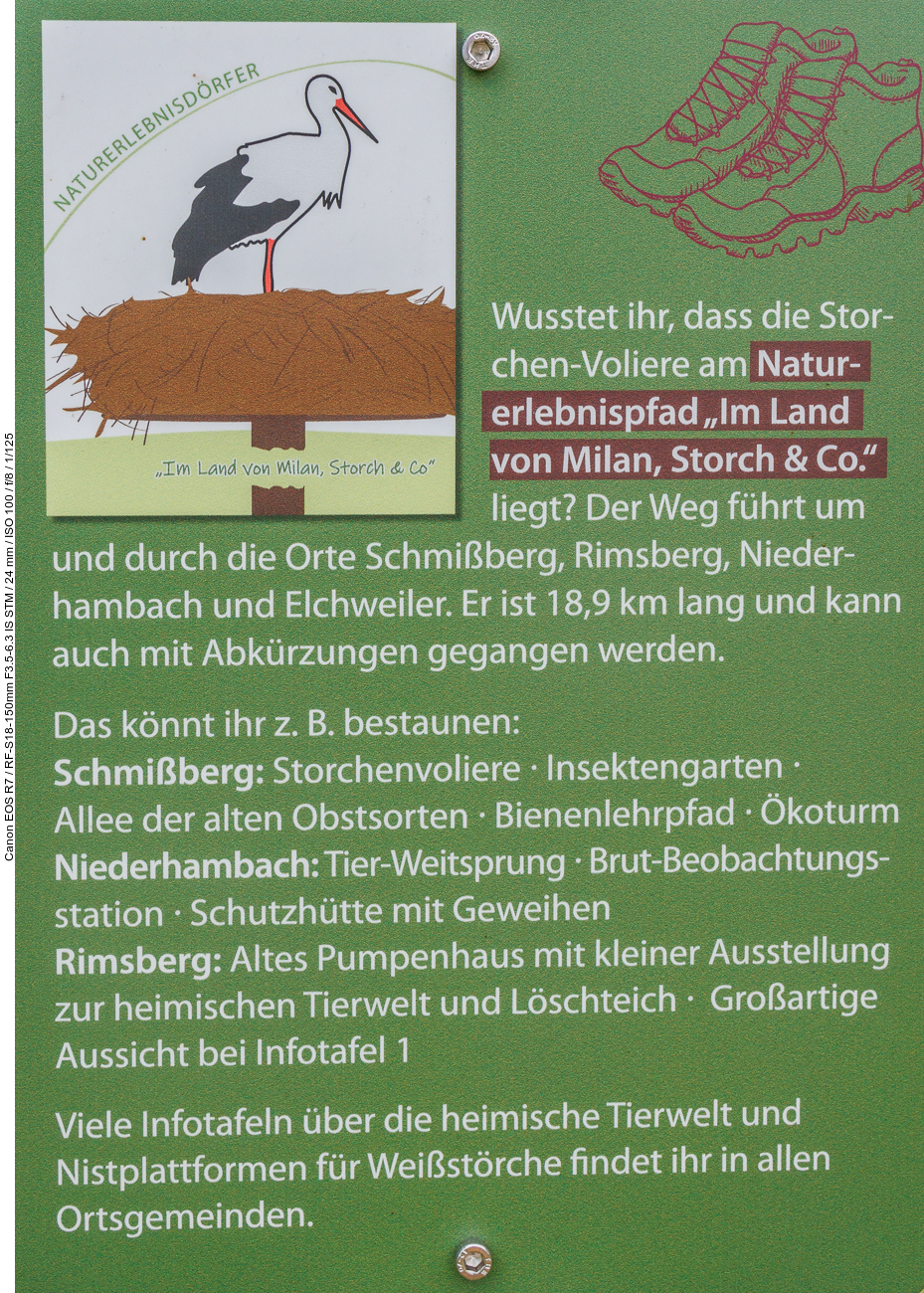 Infos zum Naturerlebnispfad "Im Land von Milan, Storch & Co"