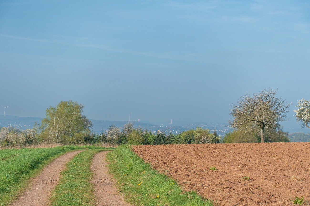 Blick auf die Grube G&ouml;ttelborn am diesigen Horizont